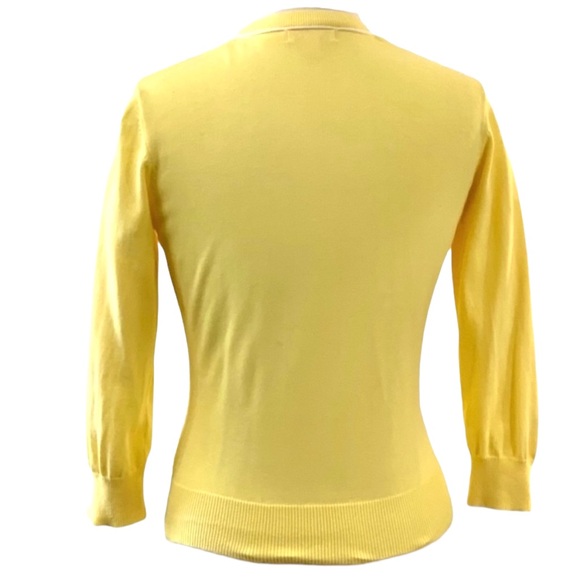 Yellow Cotton Lilly Pulitzer Cardigan with white piping and pockets - Picture 4 of 9